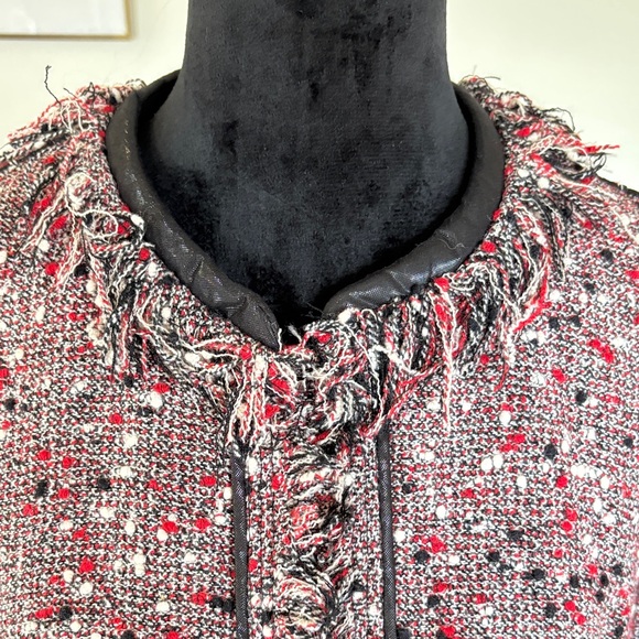 Anthropologie Red Bijou Fringe Tweed Blazer by McGinn Small - Picture 4 of 7